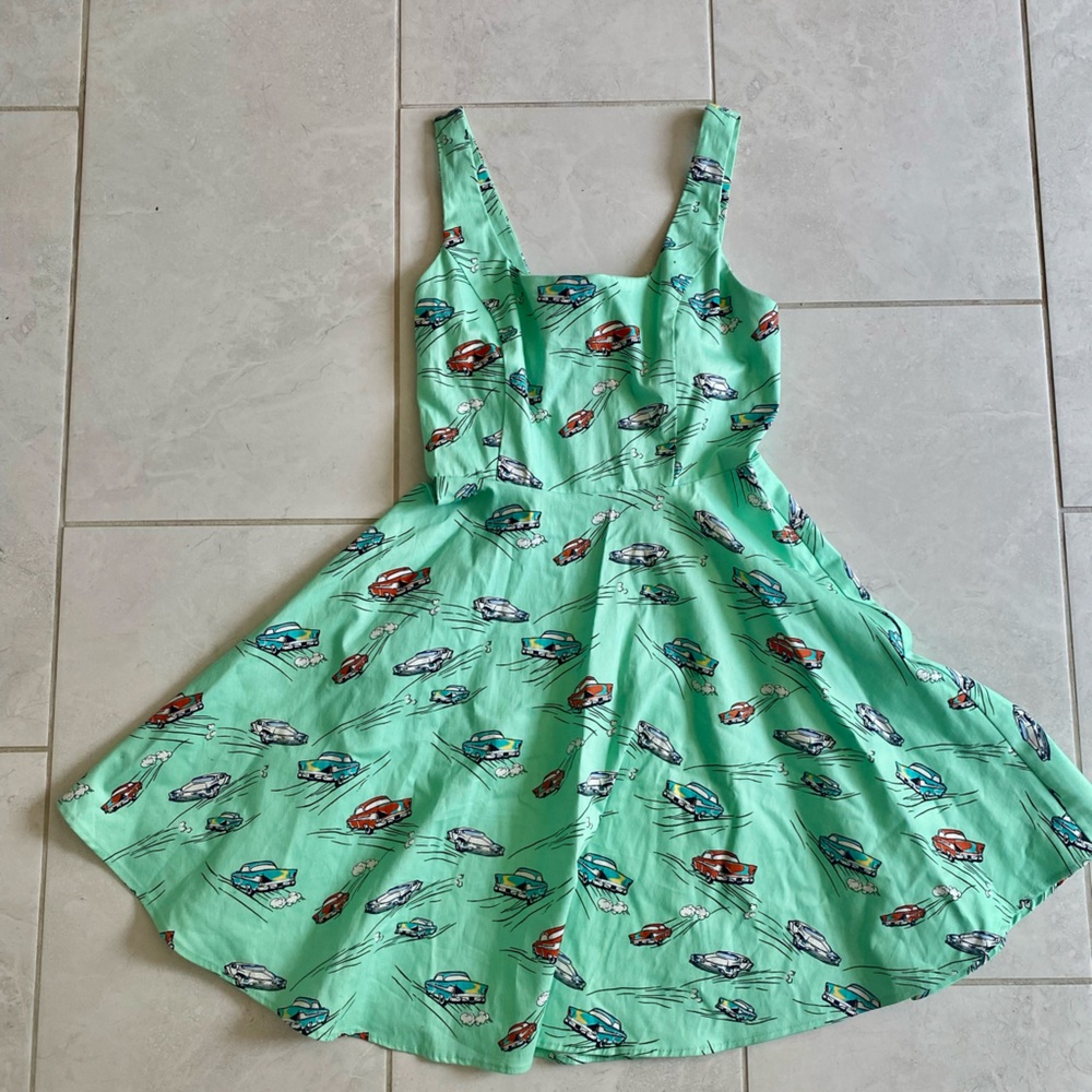 Aqua retro skater girl dress